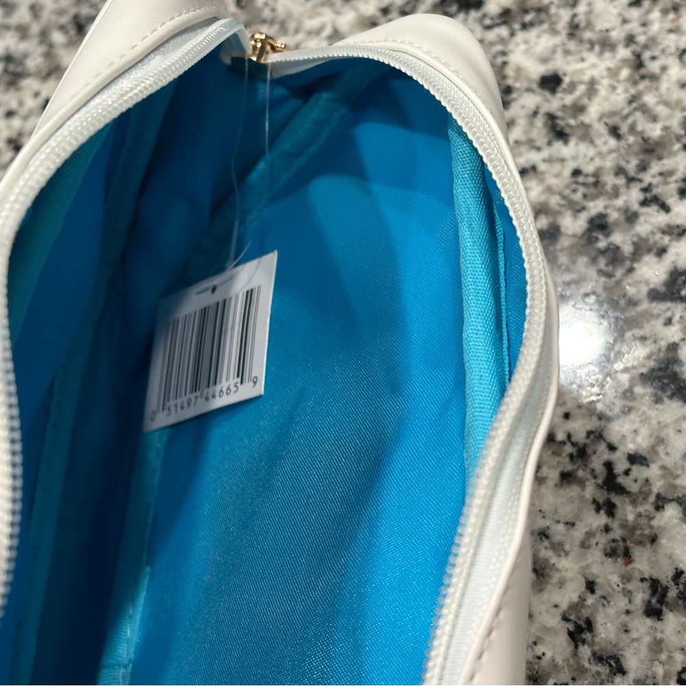 White Pouch with Blue and Gold 'SKIN' Design - Picture 3 of 9